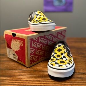 Vans Black and Yellow Sunflower Slip-Ons